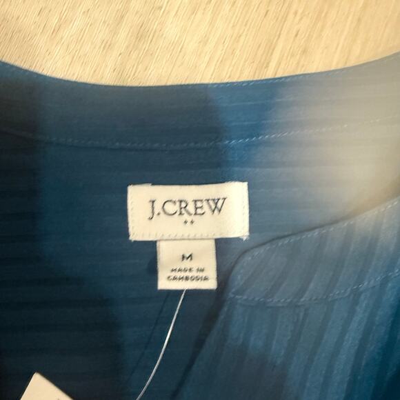 NWT J. Crew Shadow Striped Long Sleeve Popover Placket Blouse Blue Medium - Picture 4 of 5